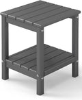GREENVINES Outdoor Side Table, HDPE 2-Tier Adirondack Tables, Gray