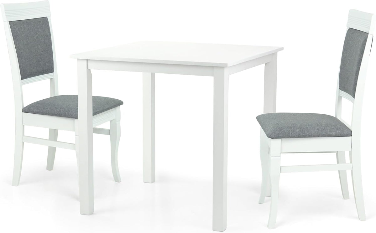 Dining Square Kitchen Table Contemporary Design Solid Wooden in White Finish