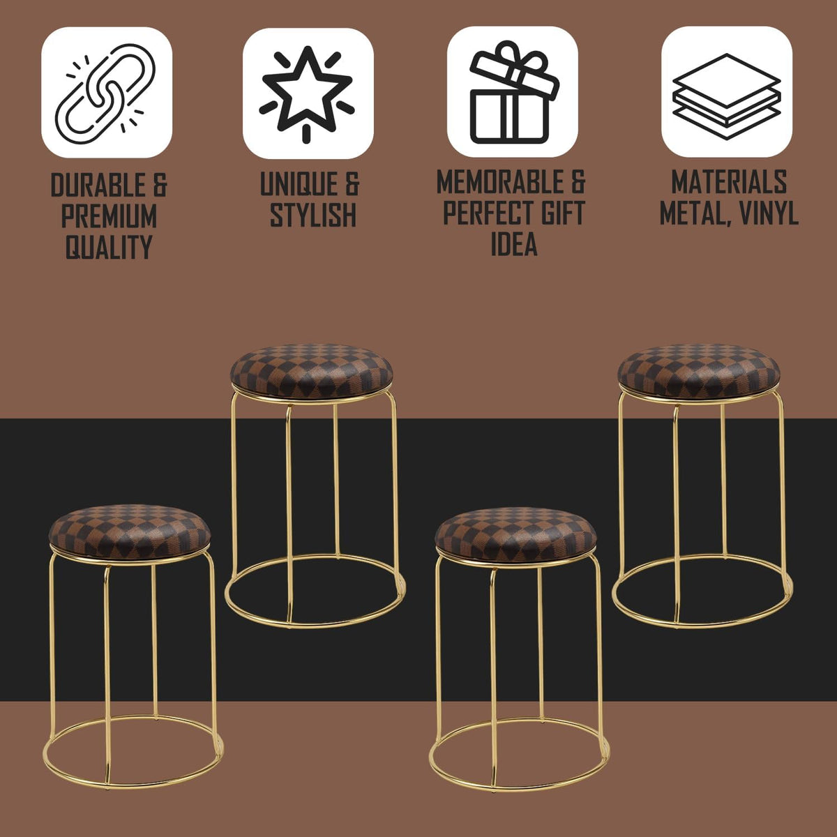 kings brand furniture 4-pack stack stools, upholstered w/metal, package contents