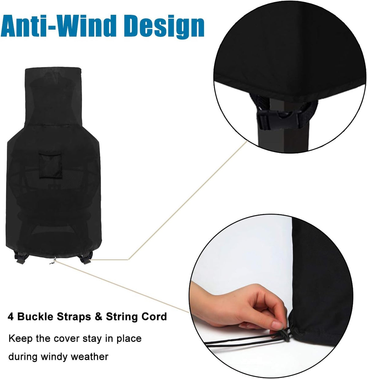 womaco chiminea cover waterproof patio chiminea fire pit, side view