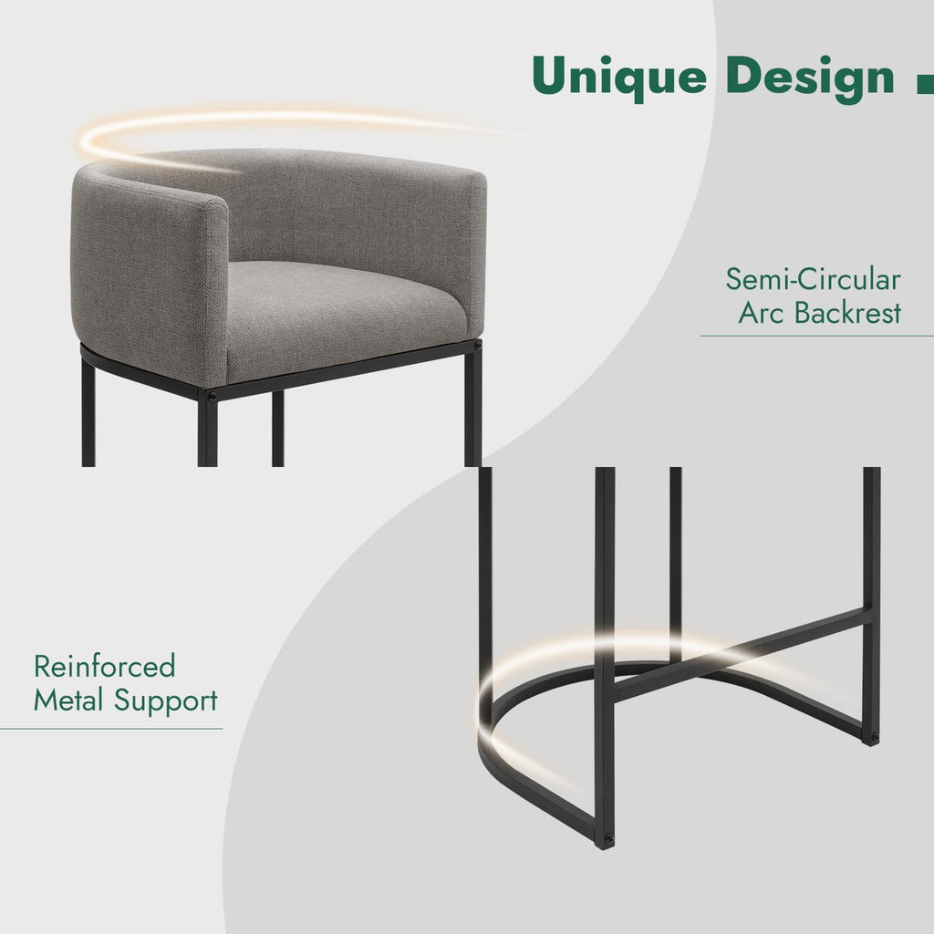 Counter Height Bar Stools Set of 3, 24 Inch Seat Height Barstools for Dining Room, Fabric Upholstered Bar Chair for Kitchen Island, Linen Counter Stools with Metal Legs, Gray