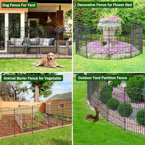 12 Panel No Dig Decorative Garden Fence with Gate 36" H x 24.1'L for Dogs