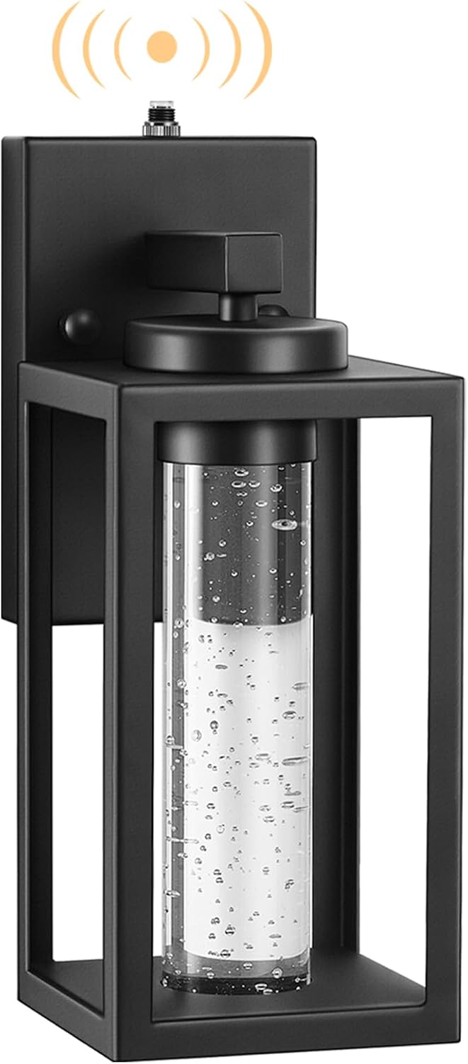 VIANIS Black Outdoor Wall Sconce, Dusk Dawn Exterior Lighting Wall Mount