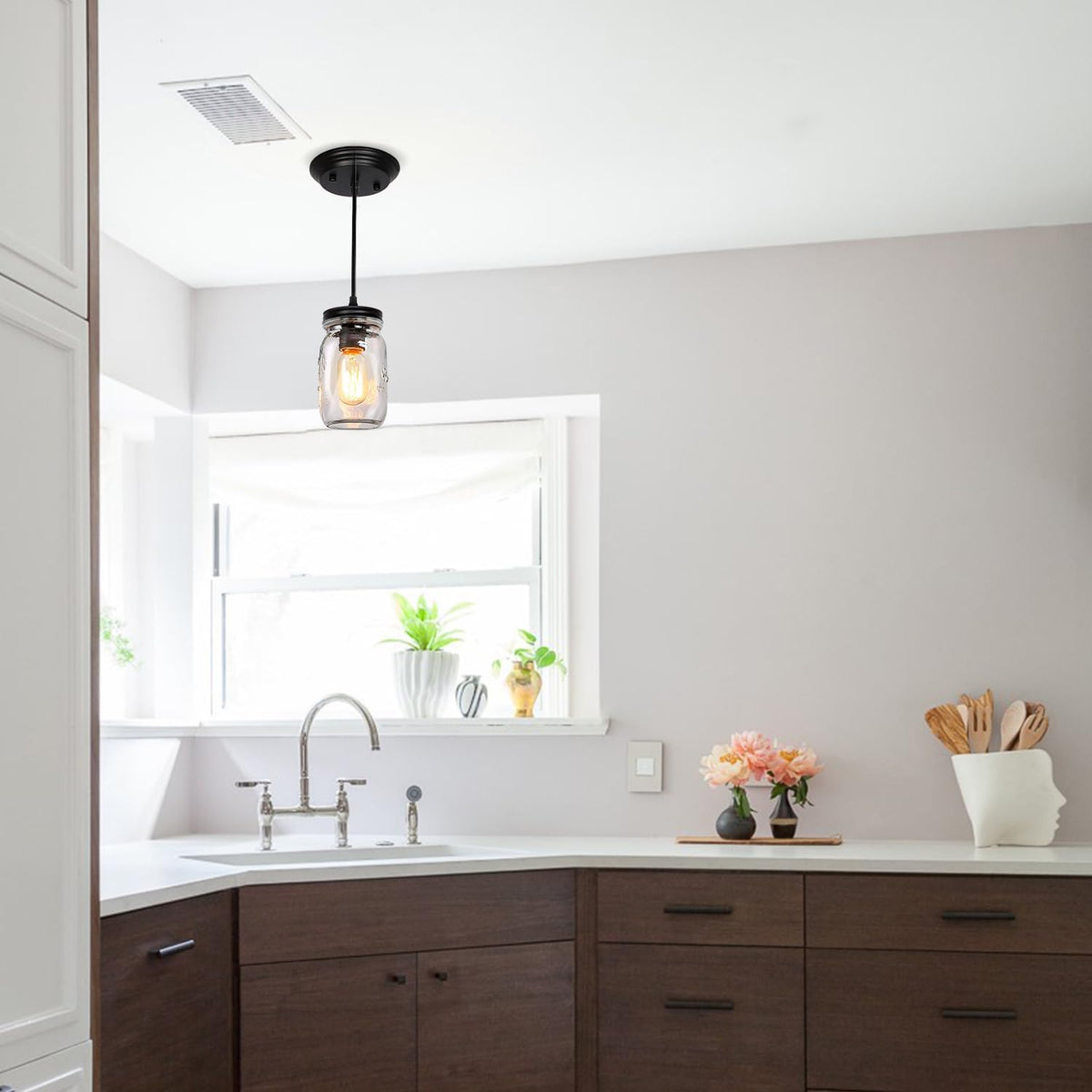 mason jar light fixtures：3.9" 1-light farmhouse pendant light showing dimensions