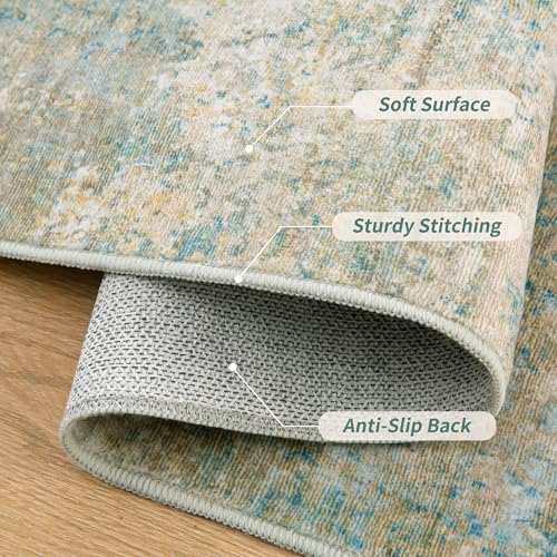 Tangsoo Abstract 5x7 Washable Area Rugs for Living Room, Non Slip Large Rug