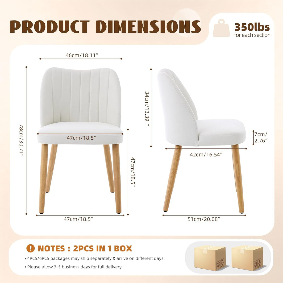 Garvee Wooden Dining Chairs Set of 2, Dining Room Chairs with Wood Legs