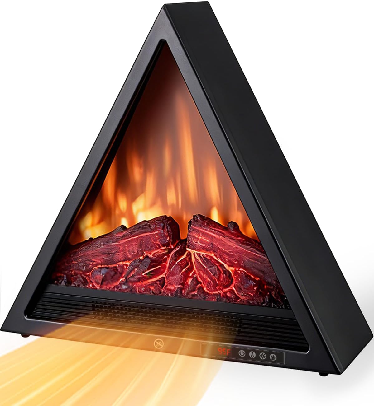 AIRMATE 22in Electric Fireplace Heater, 1500W Triangular Electric Fireplace Insert Logs 24H Timer, Adjustable LED Light & Flame Colors Remote Overheat Protection Fire Places Fireplace