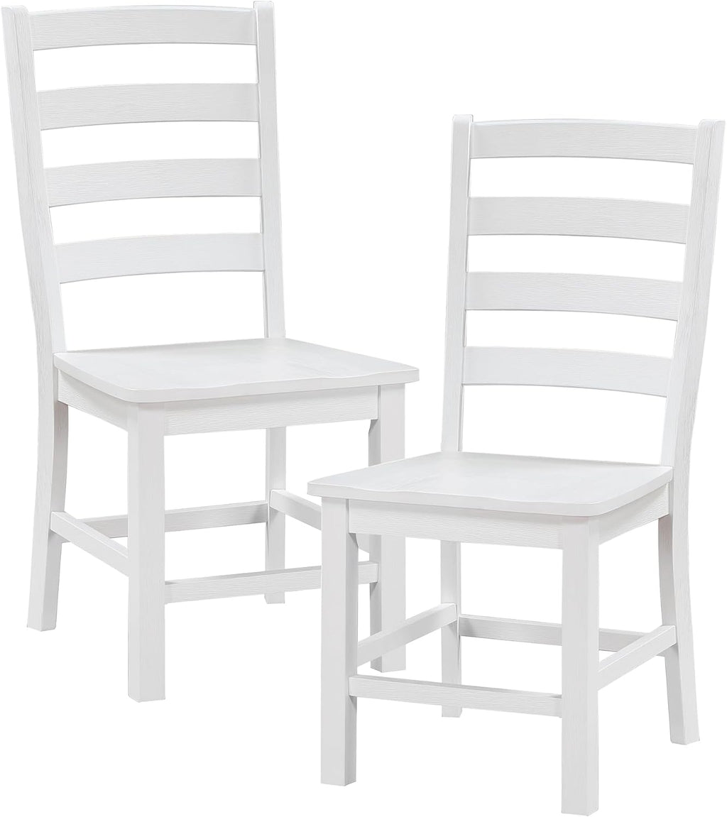 Lexicon Farmhouse Dining Chairs Set of 2, Wood Frame, Ladder Back, White