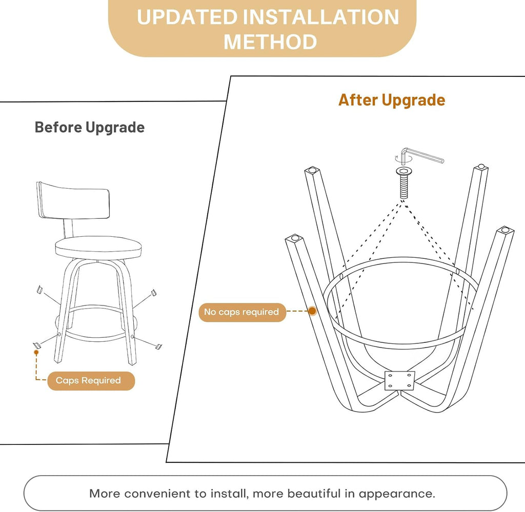 29" Bar Height Swivel Bar Stools Set of 2 with Back, White