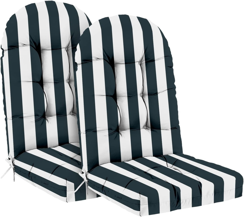 Adirondack Chair Cushions 44x19x4 in Set of 2, Dark Blue Stripe