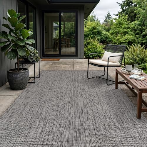 Outdoor Rug 8x10 Gray Washable Outside Rugs for Patios Porches Solid Modern Waterproof Durable Non-Shedding, Easy-to Clean Deck Balcony Indoor Outdoor Carpet (8 x 10 Gray)