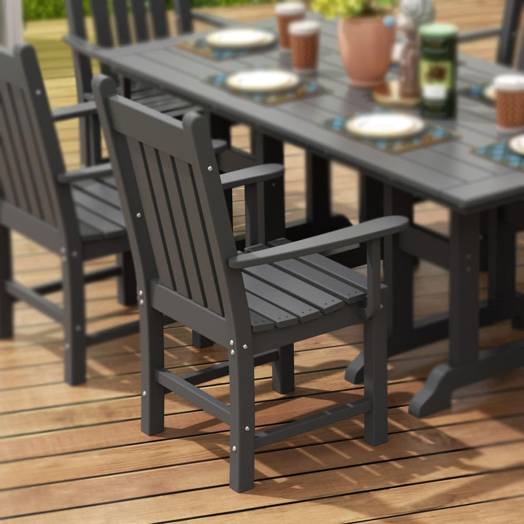 westintrends malibu classic outdoor dining chairs with arms shown in use