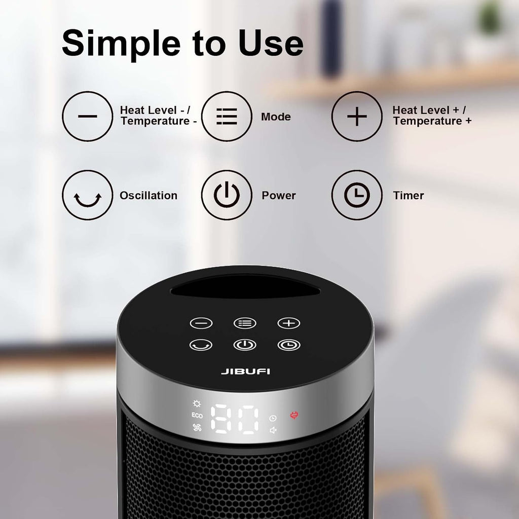 JIBUFI 17 Inches Space Heaters for Indoor Use, 1500W Electric Heaters