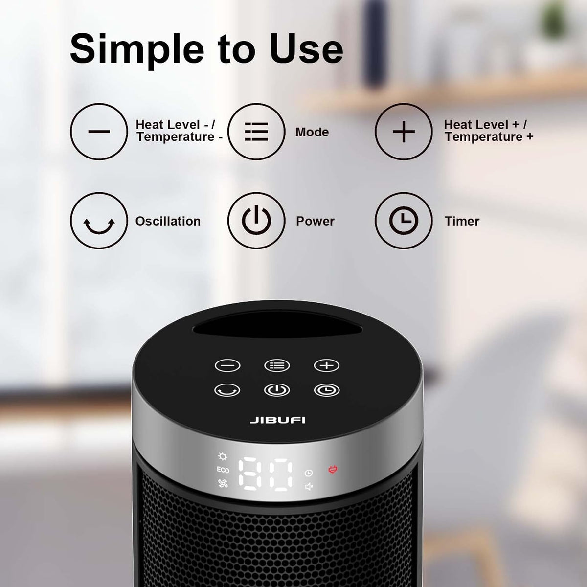 JIBUFI 17 Inches Space Heaters for Indoor Use, 1500W Electric Heaters