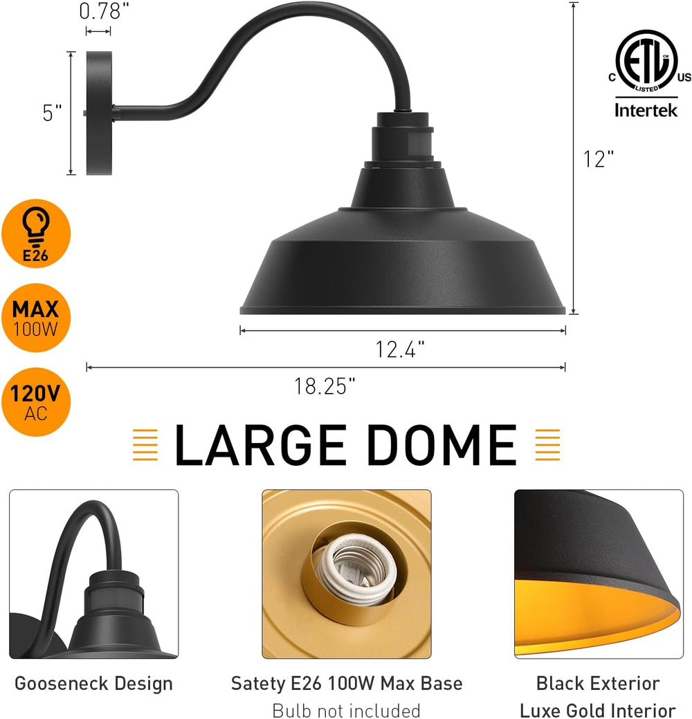 12.4'' Motion Sensor Outdoor Barn Lights, Dusk to Dawn Outdoor Lighti...