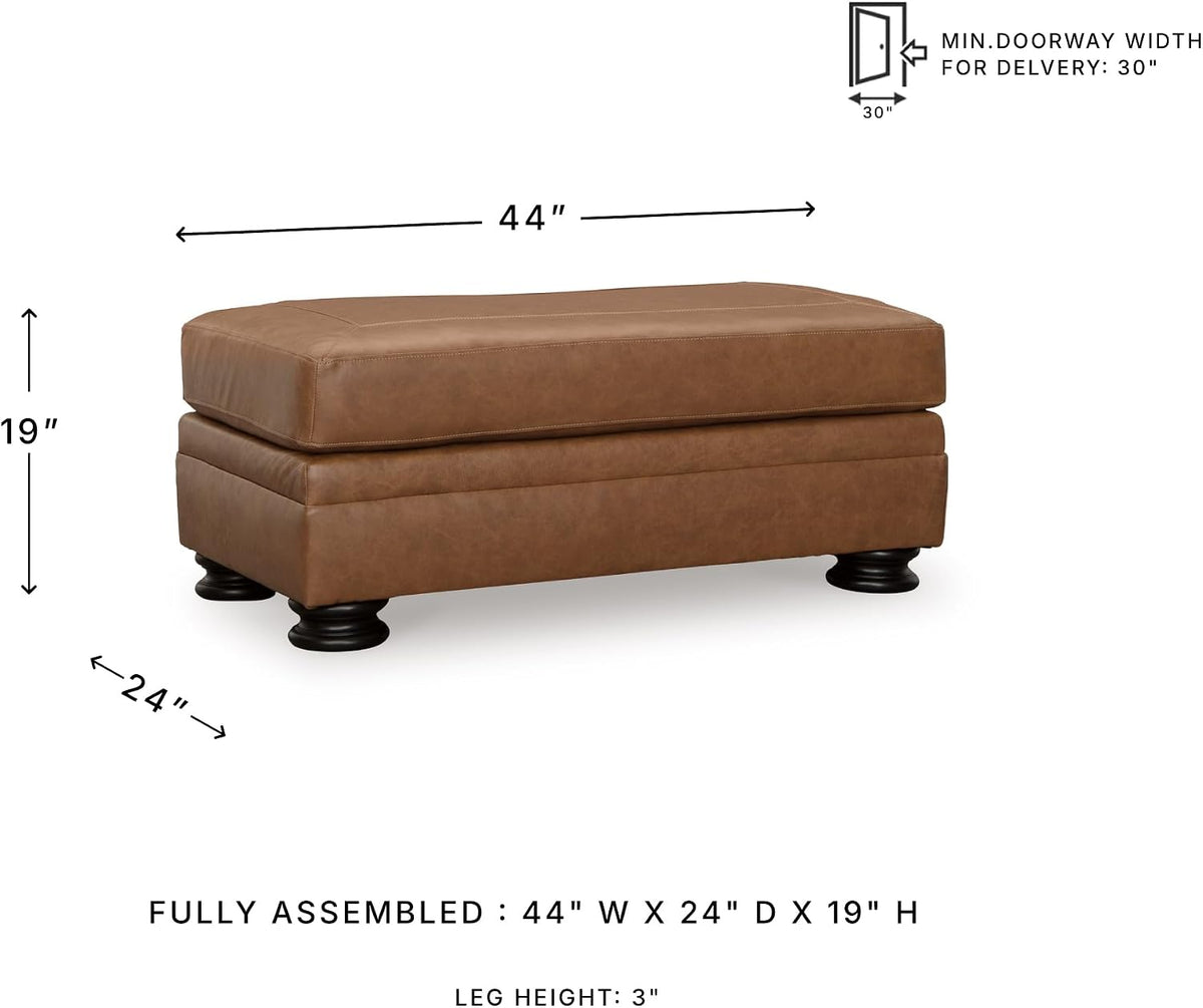 Signature Design by Ashley Carianna Rectangular Leather Ottoman, Caramel
