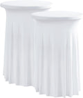 2 Pack Highboy Cocktail Table Cover Skirt Bar Tablecloth (32" x 43", White)