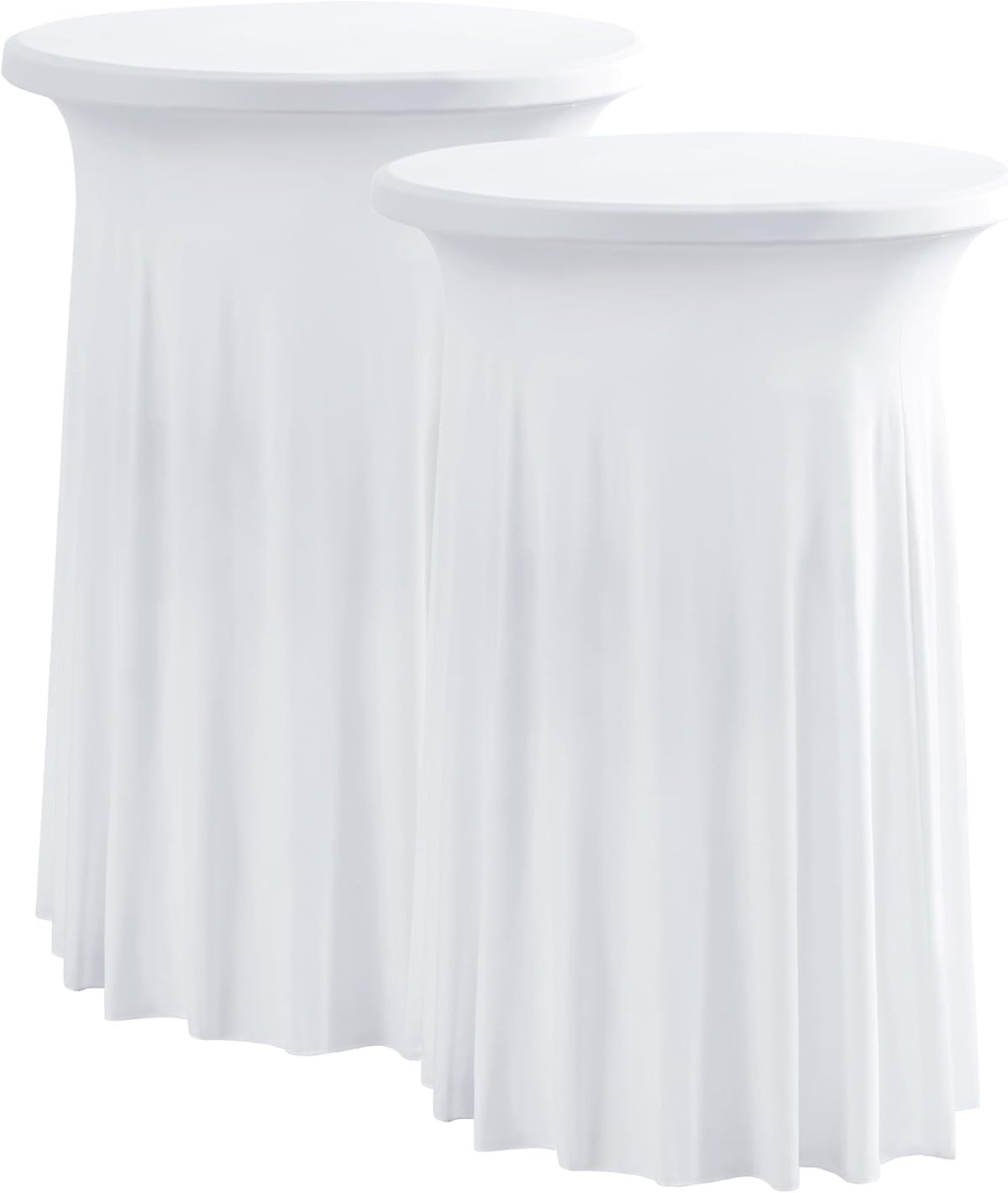 2 Pack Highboy Cocktail Table Cover Skirt Bar Tablecloth (32" x 43", White)