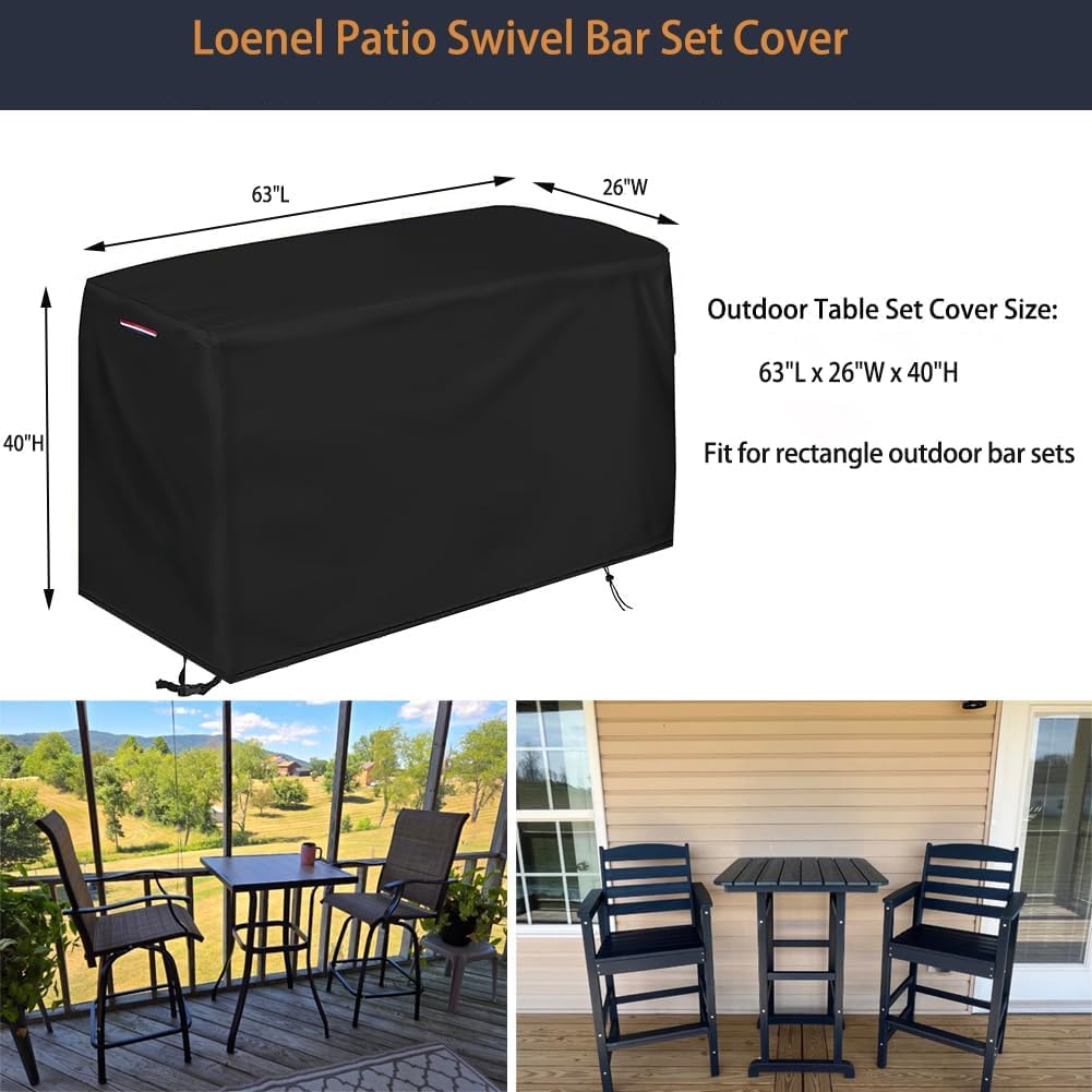 outdoor waterproof bar table set cover, 63"l x shown in use