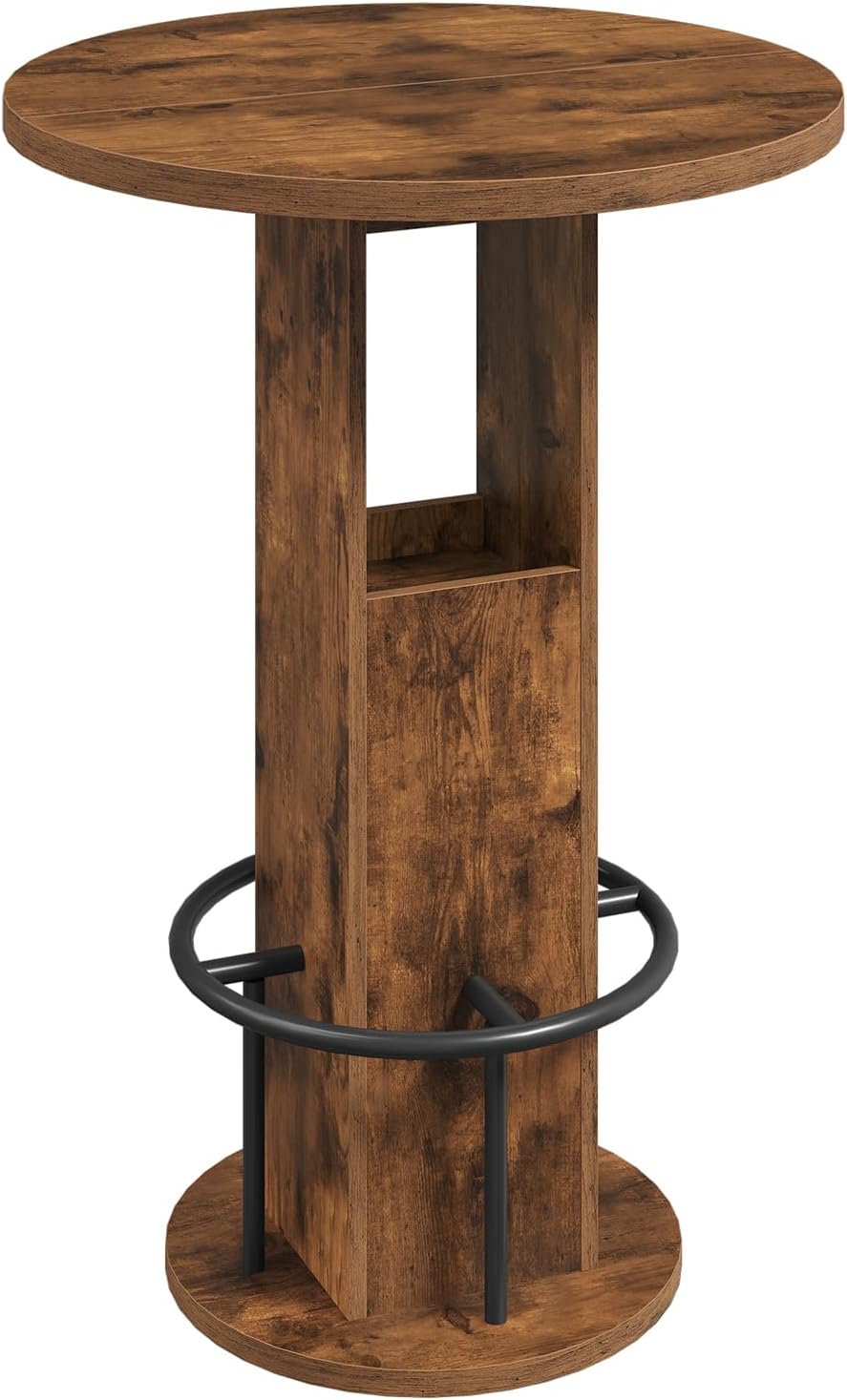 MAHANCRIS Round Bar Table, 35.6" H Bistro Pub Table with Footrest