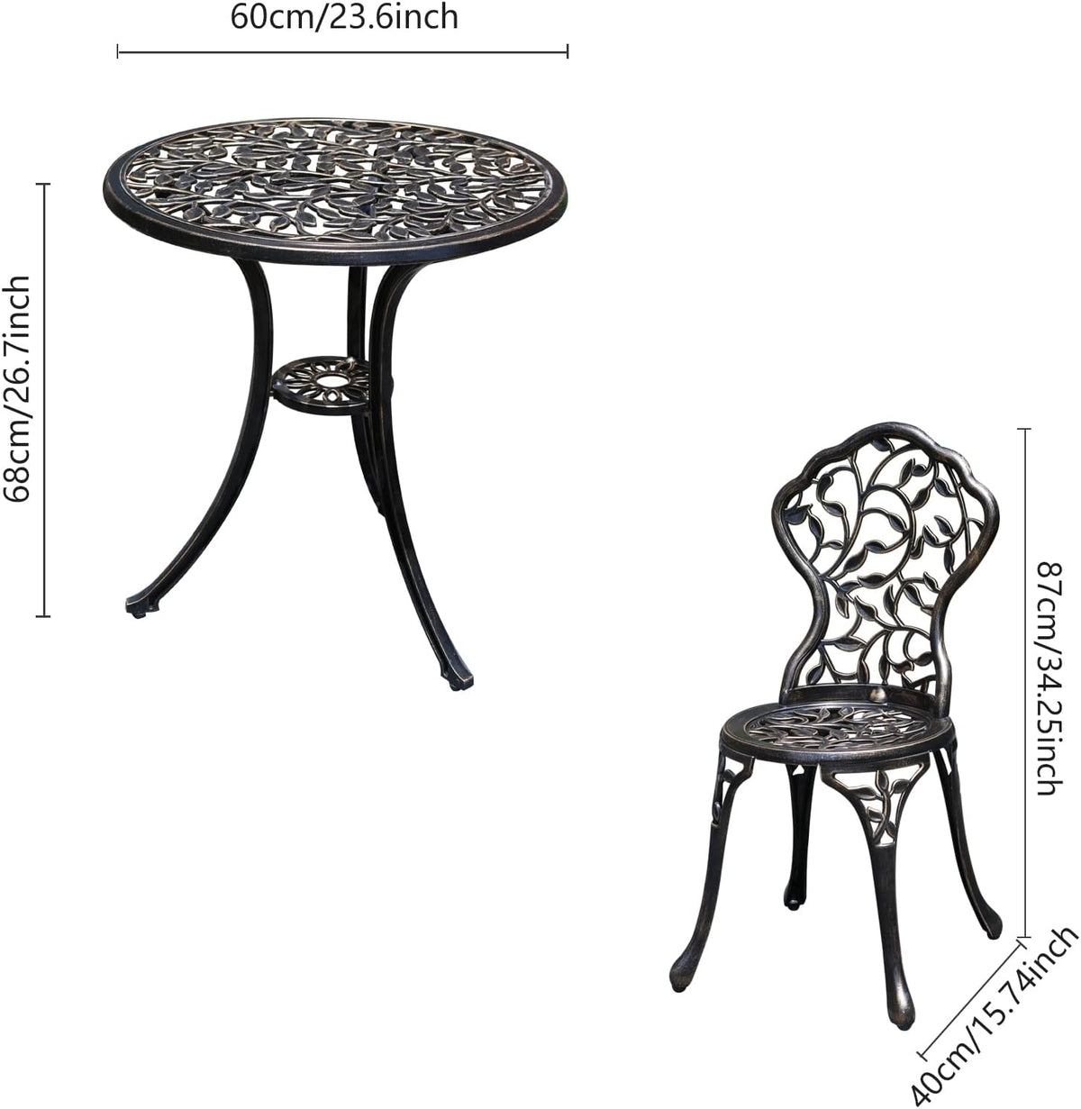 yksy&yksy patio bistro set.rust-resistant cast aluminum bistro table, package contents