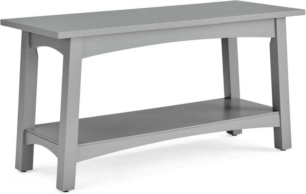 Alaterre Furniture Craftsbury Entryway Bench with Storage Shelf, Gray, 36”