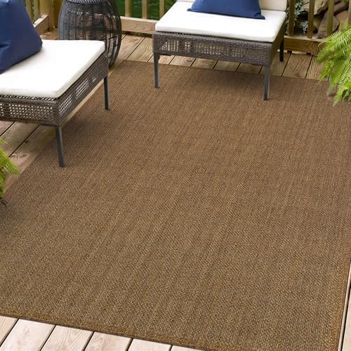 Rugshop Modern Diamond Grid Area Rug for Patio Natural/Jute 4' x 6'
