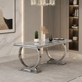 Dining Table, 70" Rectangular Modern Kitchen and Dining Room Table with Silver U-Base in Grey Silver