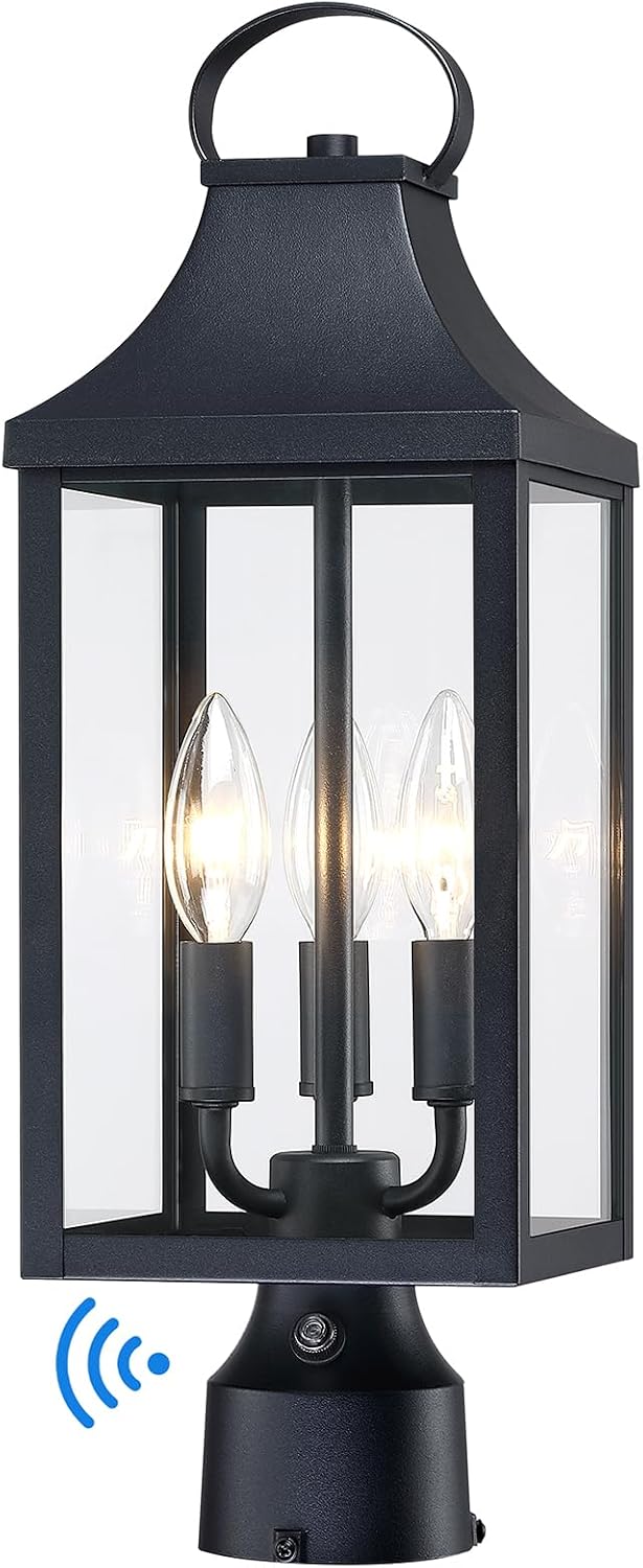 18.62'' Dusk to Dawn Post Light Outdoor, Large 3-Light Lamp Post Light