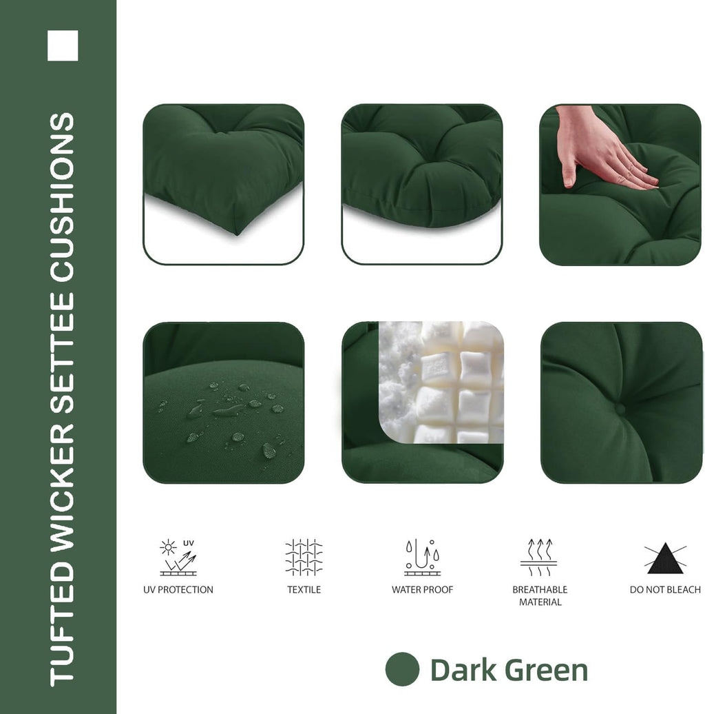 Outdoor Bench Cushion 41x19x4 Inch Loveseat Pad, Dark Green