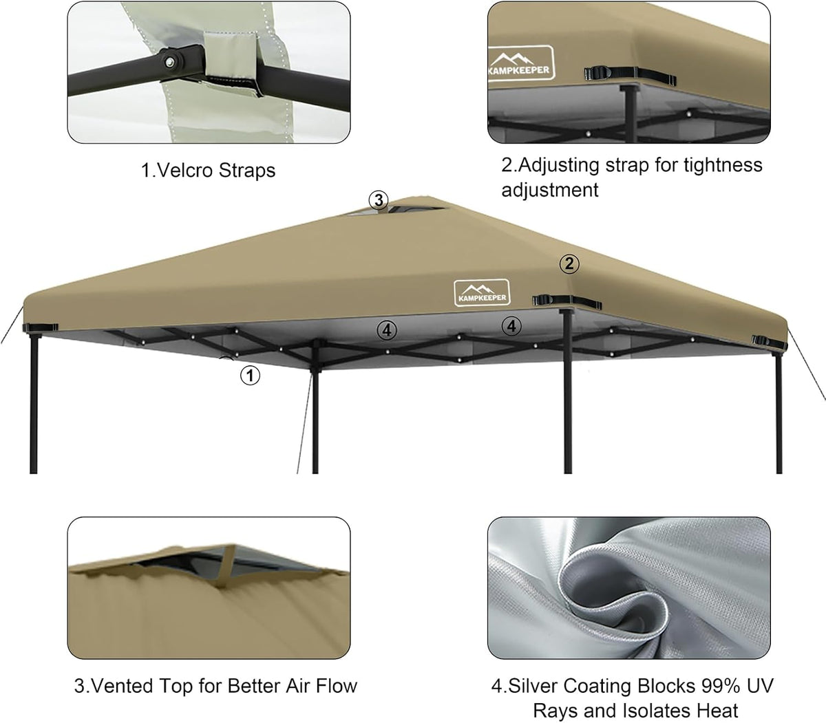 10x10 Replacement Top Pop Up Canopy Tent Cover Roof with Air Vent-Top Only