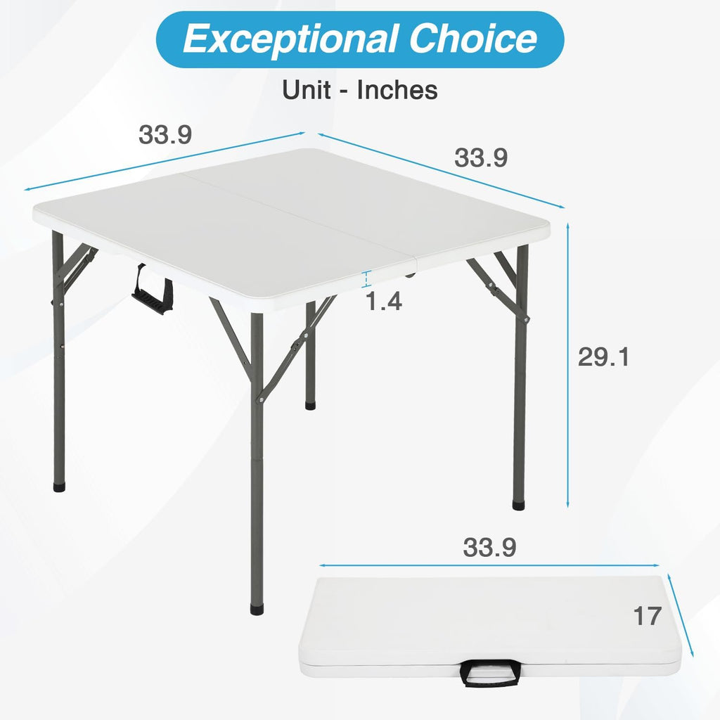 FDW | 34" Folding Table | White | Portable Plastic Table