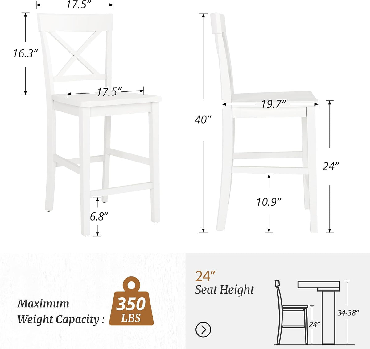 cozyman bar stools set of 2, 24" wooden shown in use