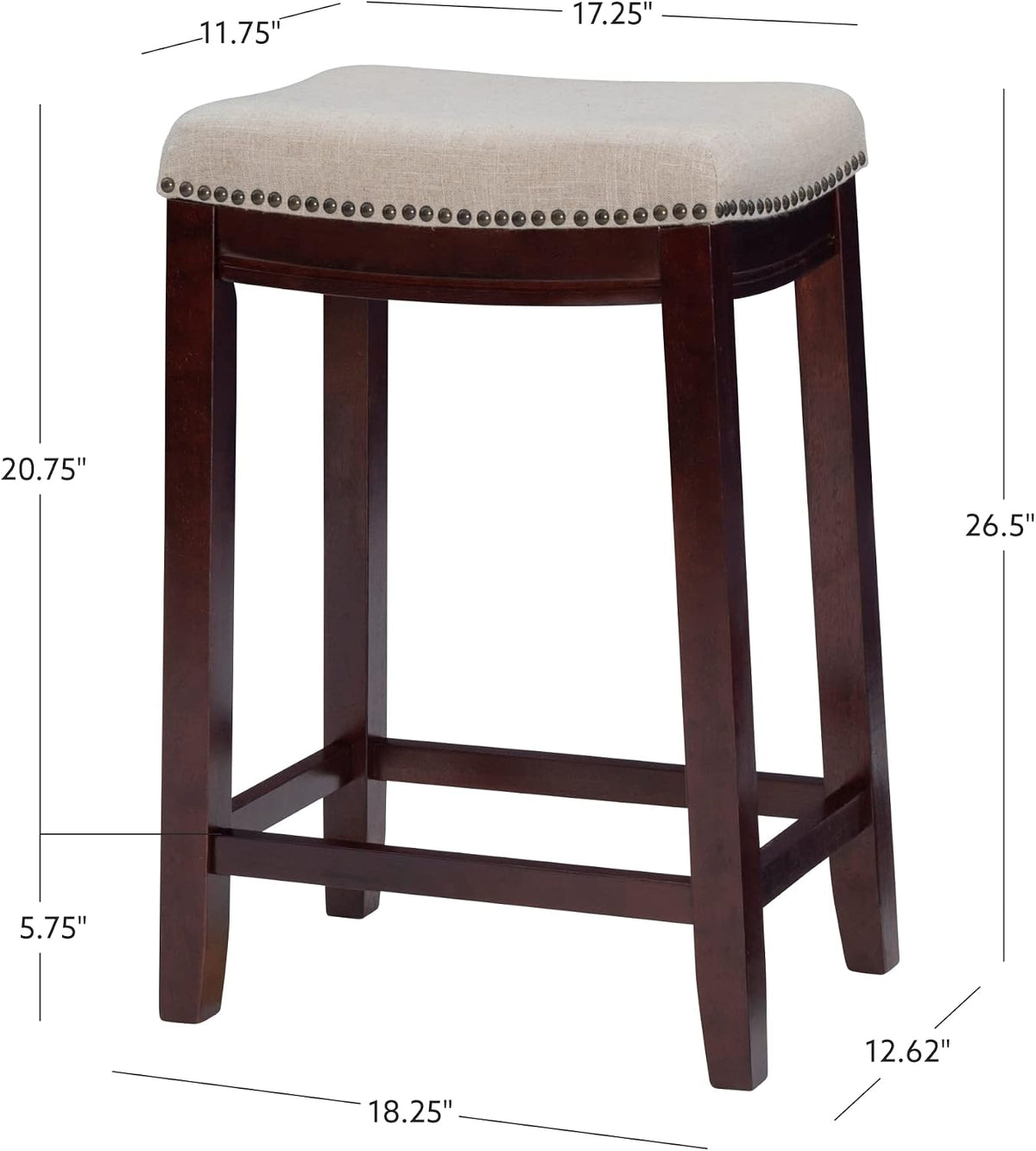 Linon Harper Beige & Dark Walnut 24" Counter Stool, Beige/Dark Walnut (98325WAL-01-KD)