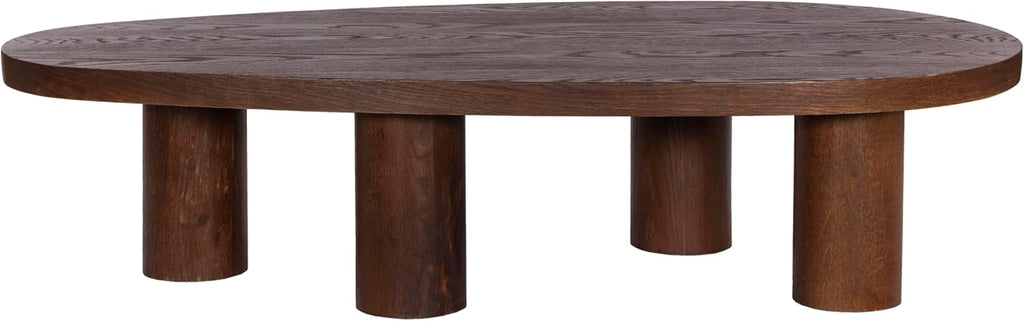 Meridian Furniture 291Brown-C Beekman Collection Art Deco Coffee Table with Solid Oak Wood, Brown Walnut Finish, 58" W x 30" D x 14" H, Brown
