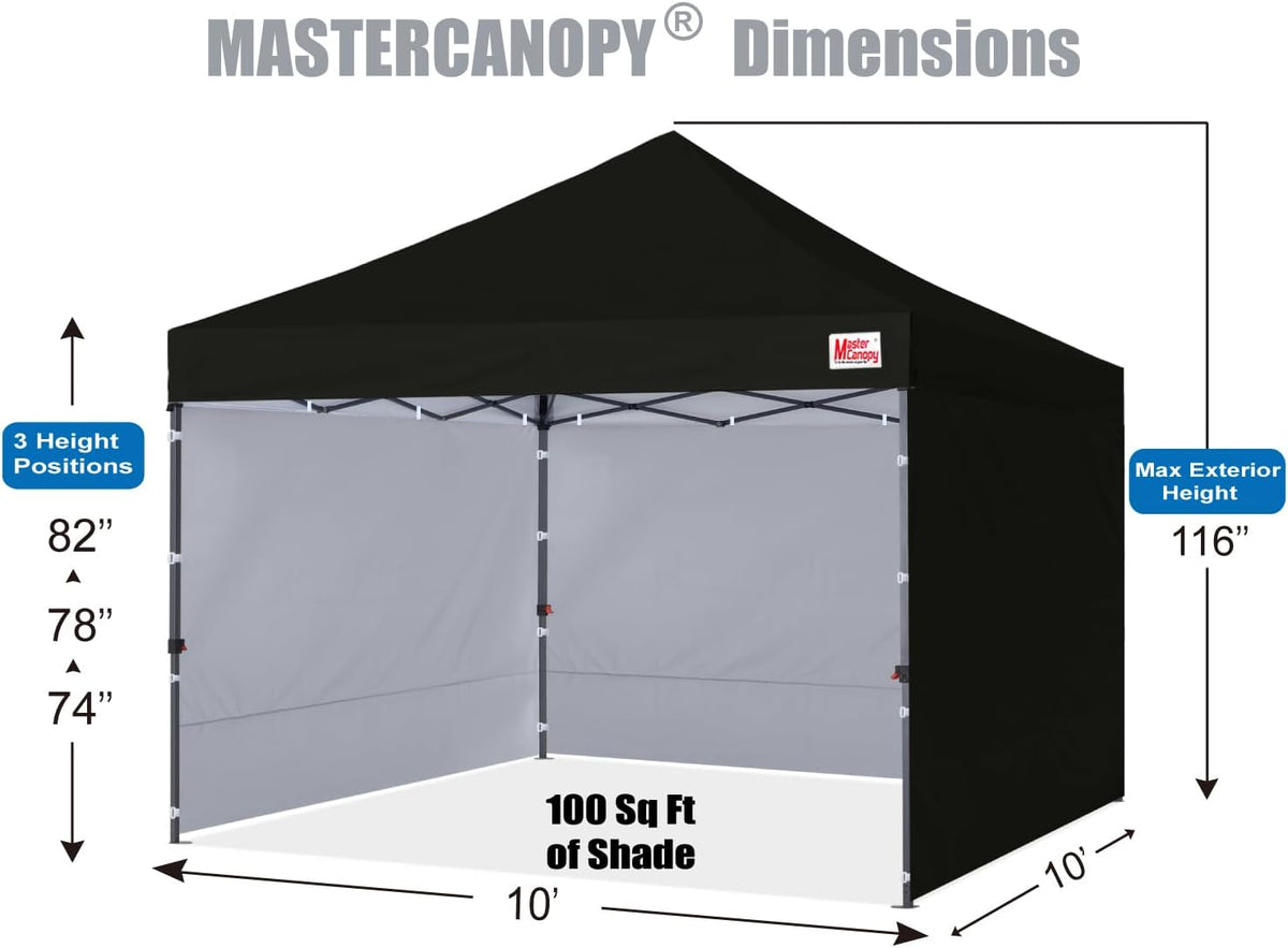 mastercanopy 10x10 heavy duty pop up canopy tent, close-up detail