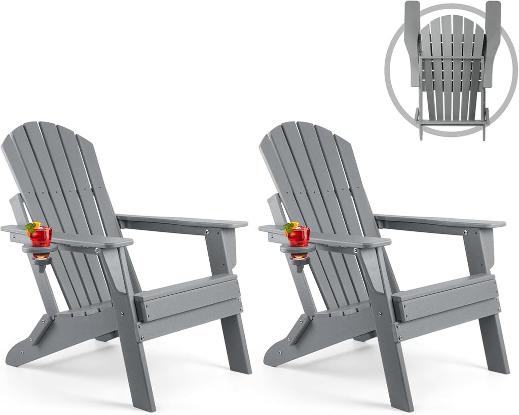 FUNBERRY Oversized Folding Adirondack Chair Set of 2, Fire Pit Chair 400LBS