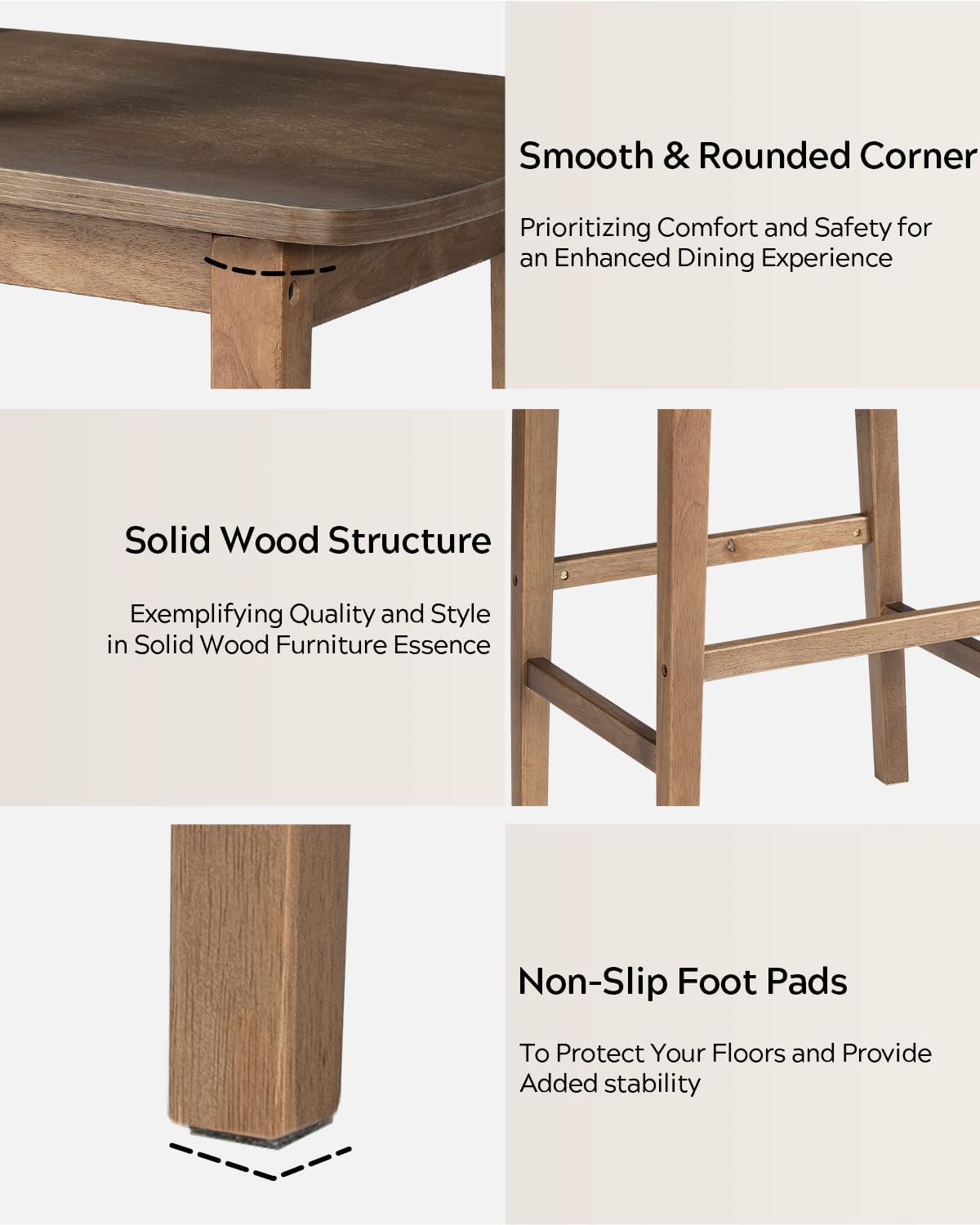 EYYTHUNG Basics Bar Stools Set of 4, Farmhouse 25” Counter Height Stools with Solid Wood Legs & Back, Mid Century Modern Barstools for Kitchen Island, Dining Room, Brown