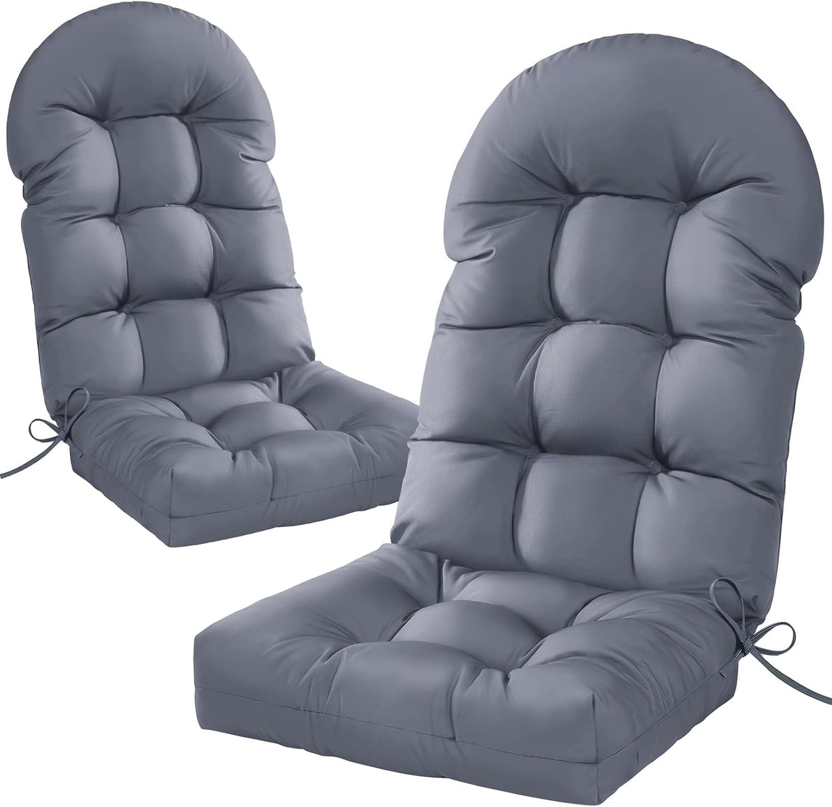 MAGIC ELEPHANT Adirondack Chair Cushion Set of 2, Memory Foam Outdoor Cushions for Adirondack Chairs, 44x19x4 Inch, Thick High Back Patio Rocking Chair Pad Seat Cushion Replacement (Gray)