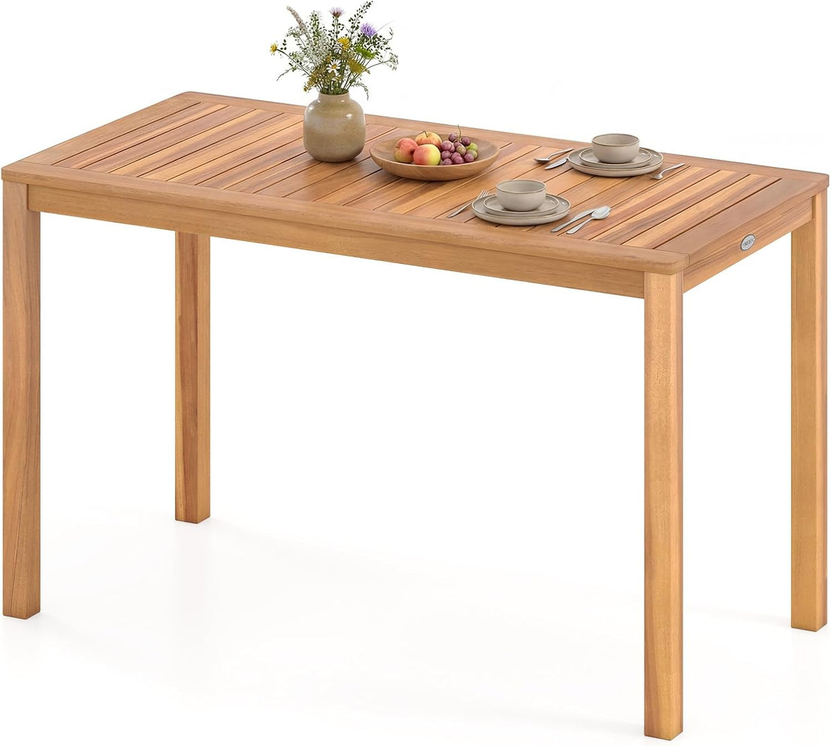 Tangkula Acacia Wood Outdoor Dining Table for 4-6