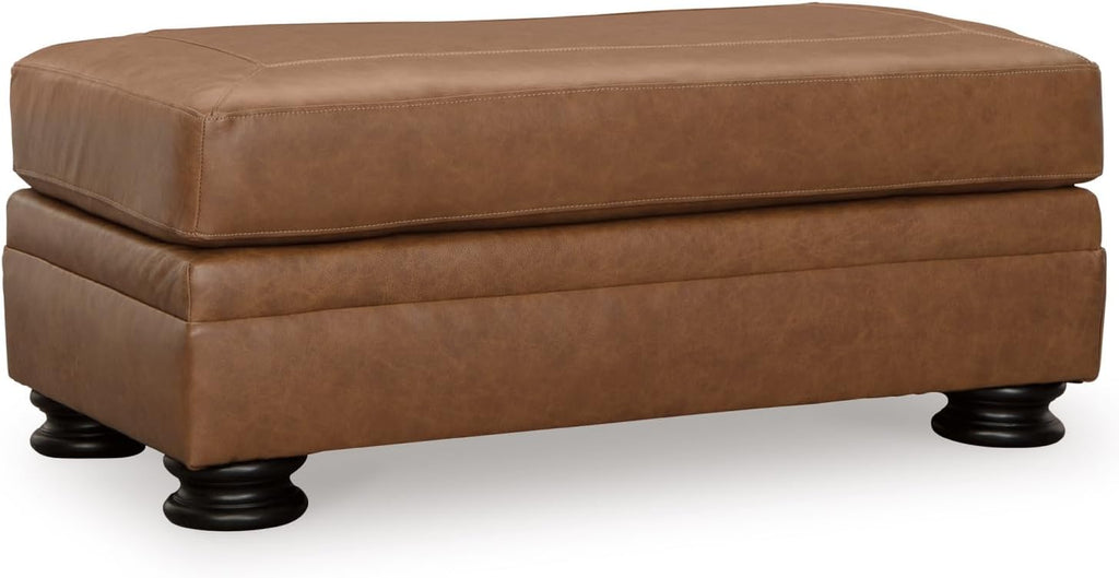 Signature Design by Ashley Carianna Rectangular Leather Ottoman, Caramel