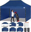 ABCCANOPY Heavy Duty Easy Pop up Canopy Tent with Sidewalls 10x15, Navy Blue
