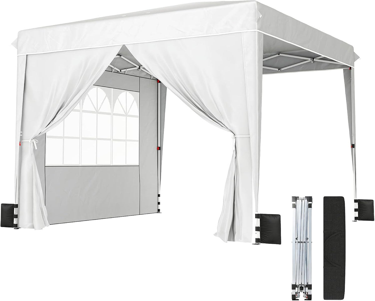 Outsunny 10 x 10 ft Pop Up Canopy Tent with Sidewalls UPF50+, White