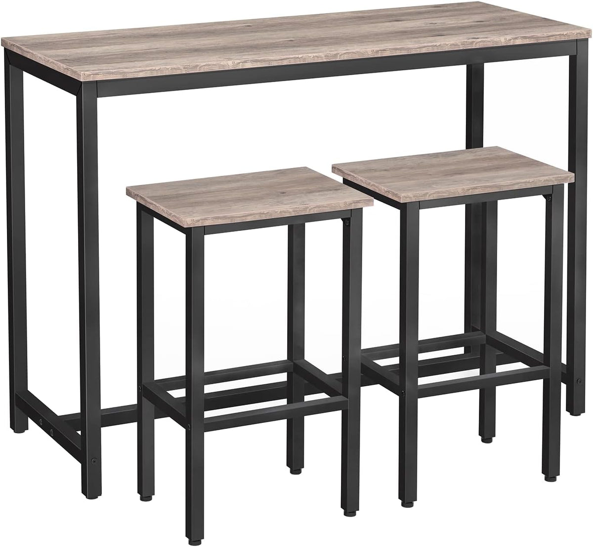 HOOBRO Bar Table and Chairs Set, 47.2” Rectangular Pub Table with 2 Stools for Small Space, 3-Piece Breakfast Set, Sturdy Metal Frame, Easy to Assemble, Greige BG52BT01