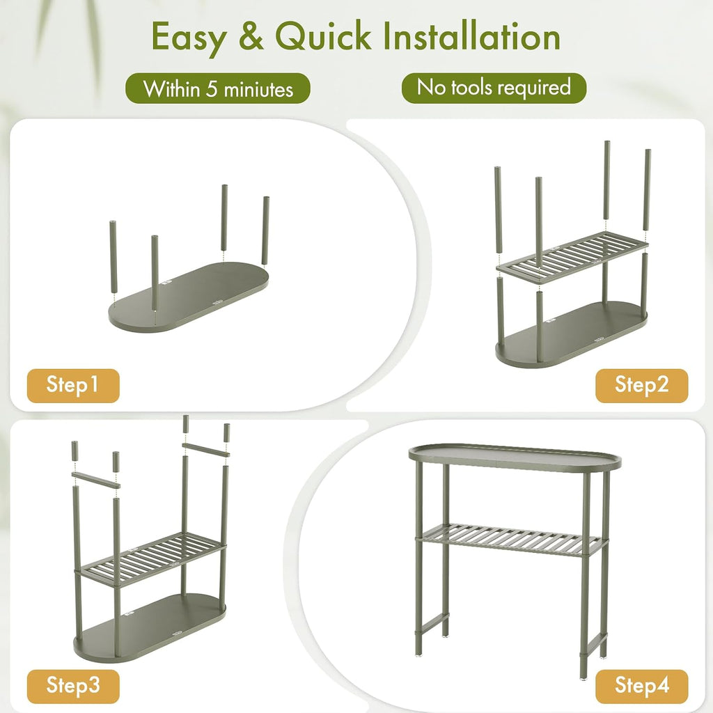 Small Console Table Bamboo 30.7", Modern Entryway Table Green 2-Tier, Narrow Console Table with Anti-Fall Edge, Small TV Stand for Bedroom, Indoor Plant Stand, Sofa Side Table 5min Easy Assembly