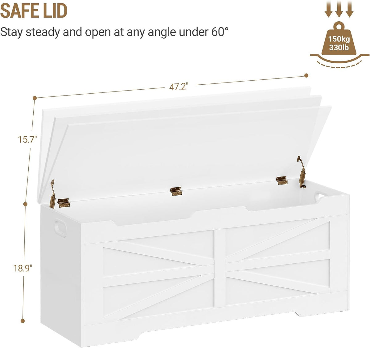 Hzuaneri 47.2" Wooden Storage Chest Extra Large | 59 Gal | White