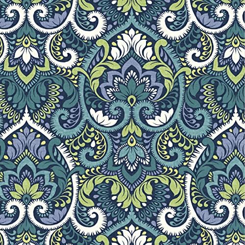 Arden Outdoor Tufted Wicker Chair Cushion, 2-Pack, 20x18, Blue Damask