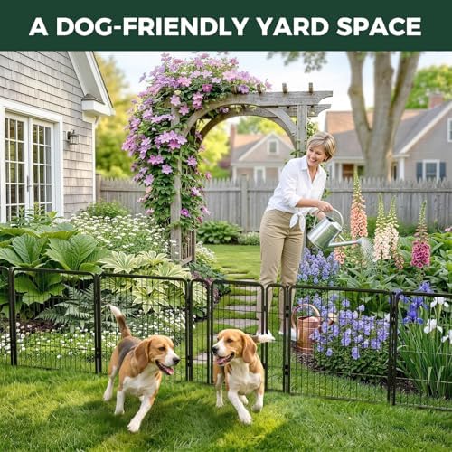 FXW No Dig Garden Fence, Outdoor for Yard, 32in(H) x 36.4ft(L), 16 Panels