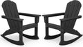 SERWALL Outdoor HDPE Adirondack Rocking Chairs, All-Weather, Black, 2PCS