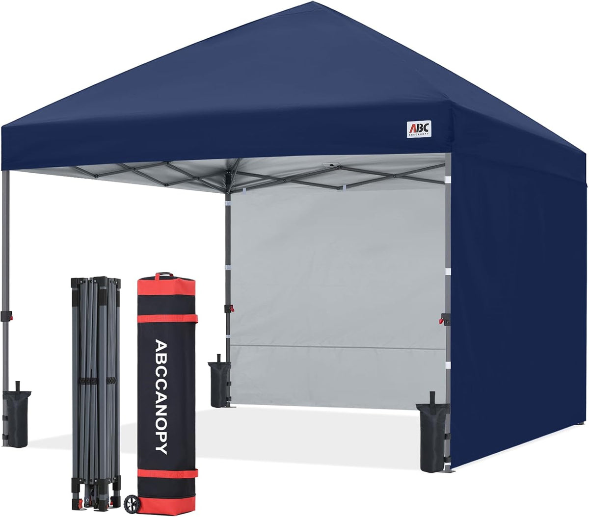 ABCCANOPY Easy Pop up Canopy Tent with 2 Sidewalls for Outdoor Sun Blocking or Rain Protection,10x10, Navy Blue